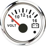 JINGERL Su geçirmez 52MM Göstergesi 0-190ohm Kanalizasyon/Su/Yakıt Seviye Göstergesi Yağ Sıcaklık Göstergesi Basınç Alarmlı Tekne Araba Voltmetre (Colore : Volt 8-16V WS)