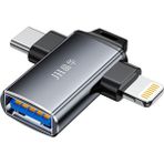 Jinghua 2si 1 Arada USB 3.0 Otg Dönüştürücü, Type-C ve Lightning Uyumlu Adaptör, 5gbps Veri Aktarımı, USB Bellek Klavye Mouse Gamepad Telefon Tablet Bağlantısı S370