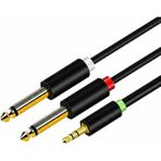 Jinghua 3.5mm To 2 x 6.35MM Jak Jack Y Kablo - (5mtr) Amfi Hoparlör Ses Kartı Kablosu (Stereo To Dual Mono) - 5 m - Siyah
