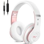Jingyi 6s Kablosuz Bluetooth Kulak Üstü Kulaklık, Hi-Fi Stereo Katlanabilir Kablosuz Stereo Kulaklık Dahili Mikrofonlu Kulaklıklar, Ses Kontrolü, Telefon/pc Için Fm (Beyaz ve Gül Altın) (Yurt Dışından)