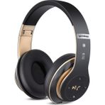 Jingyi 6s Kablosuz Bluetooth Kulak Üstü Kulaklık, Hi-Fi Stereo Katlanabilir Kablosuz Stereo Kulaklık Dahili Mikrofonlu Kulaklıklar, Ses Kontrolü, Telefon/pc Için Fm (Siyah ve Altın) (Yurt Dışından)