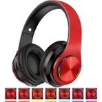 Jingyi Bluetooth Kulaklıklar Derin Bas LED Katlanabilir Stereo Kulaklıklı Kulak Üstü Kulaklıklar, Akıllı Telefon/tv/pc Için Kablolu ve Kablosuz Kulaklık (Kırmızı/siyah) (Yurt Dışından)