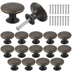 Jinlaili 16 adet vintage dolap kapı düğmesi, 30 mm bronz komodin düğmeleri çekmece düğmeleri seti, kapı kolları, dolap kulpları, düğmeler mobilya topuzu, yuvarlak çekmece kulpları, dolap çekmecesi, mutfak için topuz