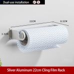 Jinlin Shop B Gümüş 22CM Tarzı Darbe Olmadan Rulo Kağıt Tutucu Siyah Alüminyum Streç Film Havlu Askısı Mutfak Aksesuarları Kağıt Havluluk Duvara Monte Depolama Rafı (Yurt Dışından)