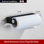 Jinlin Shop B Siyah 22CM Tarzı Darbe Olmadan Rulo Kağıt Tutucu Siyah Alüminyum Streç Film Havlu Askısı Mutfak Aksesuarları Kağıt Havluluk Duvara Monte Depolama Rafı (Yurt Dışından)