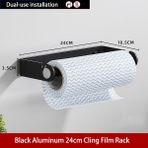 Jinlin Shop B Siyah 24CM Tarzı Darbe Olmadan Rulo Kağıt Tutucu Siyah Alüminyum Streç Film Havlu Askısı Mutfak Aksesuarları Kağıt Havluluk Duvara Monte Depolama Rafı (Yurt Dışından)