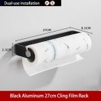 Jinlin Shop B Siyah 27CM Tarzı Darbe Olmadan Rulo Kağıt Tutucu Siyah Alüminyum Streç Film Havlu Askısı Mutfak Aksesuarları Kağıt Havluluk Duvara Monte Depolama Rafı (Yurt Dışından)