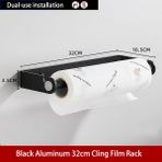 Jinlin Shop B Siyah 32CM Tarzı Darbe Olmadan Rulo Kağıt Tutucu Siyah Alüminyum Streç Film Havlu Askısı Mutfak Aksesuarları Kağıt Havluluk Duvara Monte Depolama Rafı (Yurt Dışından)
