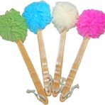 JINS-Hung 4 Paket Duş Lağı Gövde ve Sırt Temizleyici - Peeling Lofa Lofa Banyo Fırçası Çubukta - Erkekler ve Kadınlar için Uzun Ahşap Saplı Arka Fırçası - Easy Reach Vücut Yıkama ve Losyon Aplikatörü