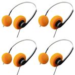 Jinshining 4 Adet Turuncu Retro Kulak Üstü Kulaklık, Vintage Feelings Balenli Kulaklık, Retro Hafif Kulaklıklar, Hi-Fi Stereo Kulaklık Kulaklığı, Walkman, Çoğu Cep Telefonu için Çalma Pevices Kulaklıklar