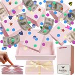 JINSTABAG Para için sürpriz kutu hediye kutusu, kendin yap benzersiz katlanır zıplayan hediye kutusu, konfetli, sürpriz hediye kutusu, doğum günü, yıl dönümü, sevgililer günü için patlama. (Pembe)