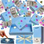 JINSTABAG Para için Sürpriz Kutusu Hediye Kutusu, Kendin Yap Benzersiz Katlanır Zıplayan Konfetli Hediye Kutusu, Doğum Günü, Yıldönümü, Sevgililer Günü için Sürpriz Hediye Kutusu Patlama. (Mavi)