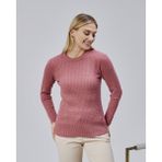 Jinx Wear Fashion Sıfır Yaka Saç Örgü Düğme Detaylı Kadın Trend Triko Kazak - Pudra - Standart