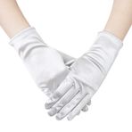 JISEN Kadın 1920'ler Saten Kadife eldiven Resmi Gelin Ziyafet Parti Düğün Opera Renkli Eldiven, 22 cm A-gümüş Gri, One Size