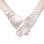 JISEN Kadın 1920'ler Saten Kadife eldiven Resmi Gelin Ziyafet Parti Düğün Opera Renkli Eldiven, 22 cm A-şampanya, One Size