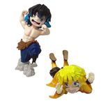 Jiumaocleu 2 adet Zenitsu Agatsuma ve Inosuke Hashibira Figür Heykeli, Anime Kimetsu No Yaiba Figürü Model Pasta Tepsisi, Çizgi Film Figürü, Araba Masaüstü Dekorasyonu