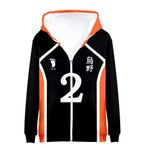 Jiumaocleu Anime Haikyuu Hoodie Zip Sweat Ceket Karasuno Üniforma Hinata Shoyo Cosplay Sweatshirt Uzun Kollu Kapüşonlu Üst XXS-4XL, No.2 Kageyamatobio, L