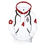 Jiumaocleu Anime Seishiro Nagi Hoodie, Isagi Yoichi/Bachira Meguru/Rin Itoshi Cosplay Sweatshirt Kazak Günlük Bol Uzun Kollu Üst Unisex, Beyaz Hayır. 36 EU, XXS
