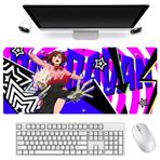 Jiumaocleu DAN DA DAN Büyük Fare Altlığı 90x40 cm Oyun Mouse Pad, Anime Ayase Momo ve Takakura Ken Baskılı Genişletilmiş Fare Altlığı Kaymaz Kauçuk Taban, Klavye ve Fare için Masa Matı