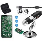 Jiusion Orijinal 40 – 1000 x USB mikroskop, taşınabilir taşıma çantalı, dijital büyütme endoskopu, mini kamera, 8 LED, metal kaide, Micro USB Tip C Android, Windows Mac Linux Chrome için