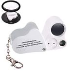 Jiusion Taşınabilir Işıklı LED Işıklı Mücevher Büyüteç 30X 60X Giyilebilir El Çift Lens Göz Büyüteç Büyüteç Anahtarlık ve İpi ile Mikro Mikroskop