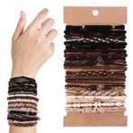 JIYIN 20 adet Boho-saç lastiği, saç lastiği, bileklik, saç lastiği, kadın örgülü, elastik saç lastiği, streç, at kuyruğu, ince, kalın, orta uzun saçlar için