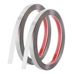 JIZZU 2 ADET 5 m x 1 cm Paslanmaz Çelik Duvar Kalıplama Trim Soyma ve Çubuk, Esnek Kendinden Yapışkanlı Metal Döşeme, Aynaya Benzeri Kaplama Döşeme Tavan, Duvar, Ayna Çerçevesi, Kendin Yap
