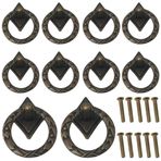 JJHXSM 10 adet Vintage kolye çekmece dolap kolu çinko alaşım tek delik yuvarlak çekme bronz mobilya yatak odası kolu 40mm/1.57in dolap masası çekmece dolap kutuları