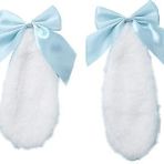 JJLFresheners 1 çift mavi kız tavşan peluş Lop kulaklar saç tokası tavşan kürklü kulaklar şerit fiyonk düğüm saç kelepçesi saç tokası Cosplay şapkalar kostümler ve aksesuarlar, kolay giyilir süsler