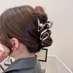 JJLFresheners Gümüş Metalik Şerit Şekilli İnci Metal Saç Pençe Klipsleri, Büyük Saç Pençesi Kaymaz Saç Tokası Kaymaz Kırık Güçlü Tutuş Saç Kelepçeleri Uzun Kalın İnce Kıvırcık Saçlı Kadınlar ve Kızlar için Moda Saç