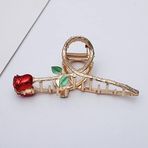 JJLFresheners Kırmızı Zarif Gül Metal Saç Pençe Klipleri, Köpekbalığı Klipsleri Büyük Saç Pençesi Kaymaz Saç Tokası Kaymaz Kırık Güçlü Tutuş Saç Kelepçeleri Moda Saç Aksesuarları Uzun Kalın İnce Kıvırcık Saçlı