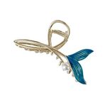 JJLFresheners Mavi Balık Kuyruğu Metal Saç Pençe Klipsleri, Büyük Saç Pençesi Kaymaz Saç Tokası Kaymaz Kırık Güçlü Tutuş Saç Kelepçeleri Moda Saç Aksesuarları Uzun Kalın İnce Kıvırcık Saçlı Kadınlar ve Kızlar için