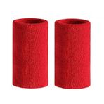 Jjoias 15 cm Spor Bileklikleri Erkekler ve Kadınlar için Bilek Ter Bantları, Esnek ve Ter Emici Pamuklu Havlu, Basketbol, Futbol, Tenis, Futbol, Koşu ve Egzersiz için Mükemmel, 1 Çift (Kırmızı)