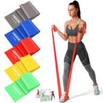 jjshund Direnç Bantları, 5 Adet Egzersiz Bantları, Lateks İçermeyen Elastik Streç Bantlar, Fitness Yoga Pilates için Germe Kuvveti Antrenmanı, Ev Spor Salonu için Egzersiz Bantları