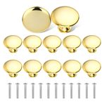 JJUNW 12 adet mobilya düğmesi, vidalı dolap kapı tokmağı, 30 mm dolap kulpları, modern, vintage, yuvarlak çekmece kulpu, çekmeceli dolap, mutfak dolapları, elbise dolabı için komodin düğmeleri (altın)
