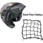 JK20 Çene Açılır Güneş Vizörlü Motosiklet Kaskı Gri Siyah Xl Beden Baş Çevresi: 61-62CM - Grey