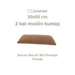 jn junenext Muslin Kumaş Çok Amaçlı Yastık Boyun Bacak Bel Destek Yastığı Fermuarlı 20x50 cm Kapiçino