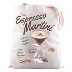 JNIAP Kokteyl Hediye Espresso Martini Tote Çanta Bekarlığa Veda Partisi Hediye Martini Sevgilisi Hediye, Espresso M Kadın Çantası