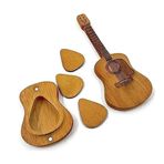 JNJOOD Ahşap Gitar Seçim Kutusu Ahşap Akustik Gitar Seçim Kutusu El Yapımı Sarı Ahşap Mızrak Tutucu Saklama Kutusu