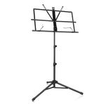 JNJOOD Metal nota sehpası, taşınabilir, yüksekliği ayarlanabilir, üç ayaklı tripod ve nota dosyası, kullanımı, uzun ömürlü, siyah