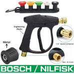 Jo Moyner Bosch Uyumlu Araç Yıkama Tabancası 5li Nozzle Set ve Kemer Klipsli ile Birlikte Kısa Tetik Tabancası - Bosch Aquatak - Black