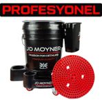 Jo Moyner Car Detailing Washing Bucket Set Oto Yıkama Kova Seti Grid Guard Kova Kapak Asma Aparatı Tekerlekli Siyah 5li