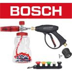 Jo Moyner Snowstorm Bosch Aquatak Uyumlu Köpük Aparatı Foam Lance Köpük Yapıcı Tabancalı Full Set 1000ML Kısa Tetik Seti 5'li Nozzle ve Adaptörlü Bosch Uyumlu - Red-Black
