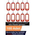 Jobal Plastik Anahtarlık Etiket Kimlik Isimlik Yazı Yazmalık Emlakçı Anahtarlığı Kırmızı Renkli 100 Adet