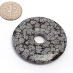 JOE FOREMAN 40mm Kar Tanesi Obsidiyen Doğal Taş Yüzük Daire Donuts Kolye Charms Boncuk Takı Yapımı için 1 Adet