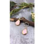 Joel Jewelry Damla Kesim Pembe Kuvars Taşlı Altın Kaplamalı Sallantılı Gümüş Küpe
