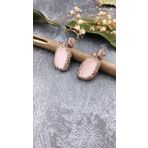 Joel Jewelry Doğal Taşlı Pembe Altın Kaplamalı Gümüş Küpe Pembe Kuvars Taş
