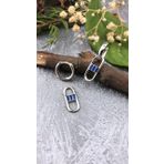 Joel Jewelry Doğal Taşlı Rodyum Kaplamalı Sallantılı Gümüş Küpe Safir Taş