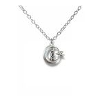 Jöh Yazılı Ay Yıldız Figürlü Kolye – Gümüş Renk Unisex Metal Takı
