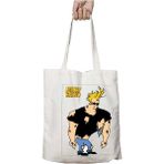 Johnny Bravo Bezgin Dizayn Iki Taraf Kalıcı Yıkanabilir Okul Plaj Omuz Bez Çanta
